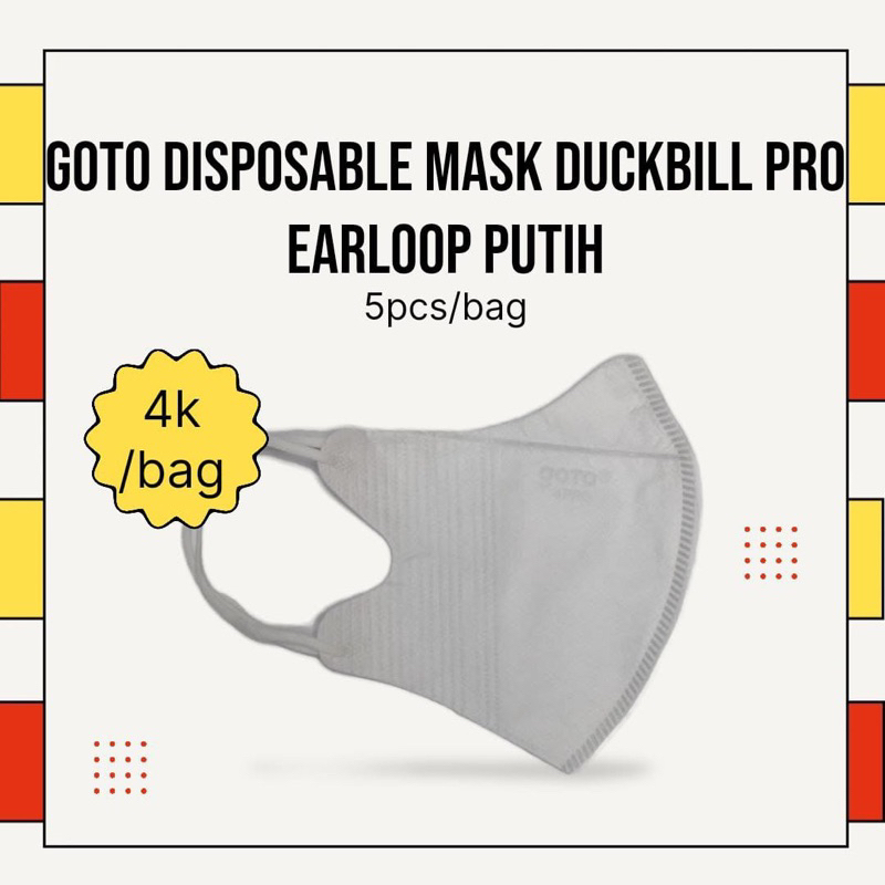 Goto DB 4 Pro Masker Duckbill Mask 4 Ply Facemask Earloop Putih