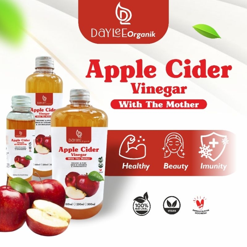 

Daylee Organik - Premium Apple Cider Vinegar - Cuka Apel Murni with The Mother Tanpa Gula 100ml 250ml 500ml