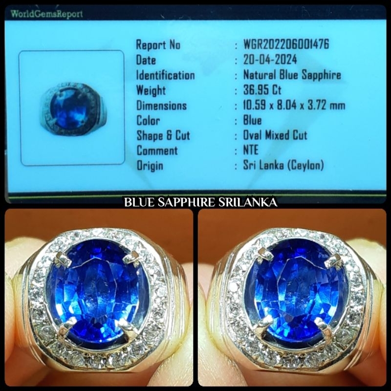 BLUE SAPPHIRE SRILANKA + RING PERAK