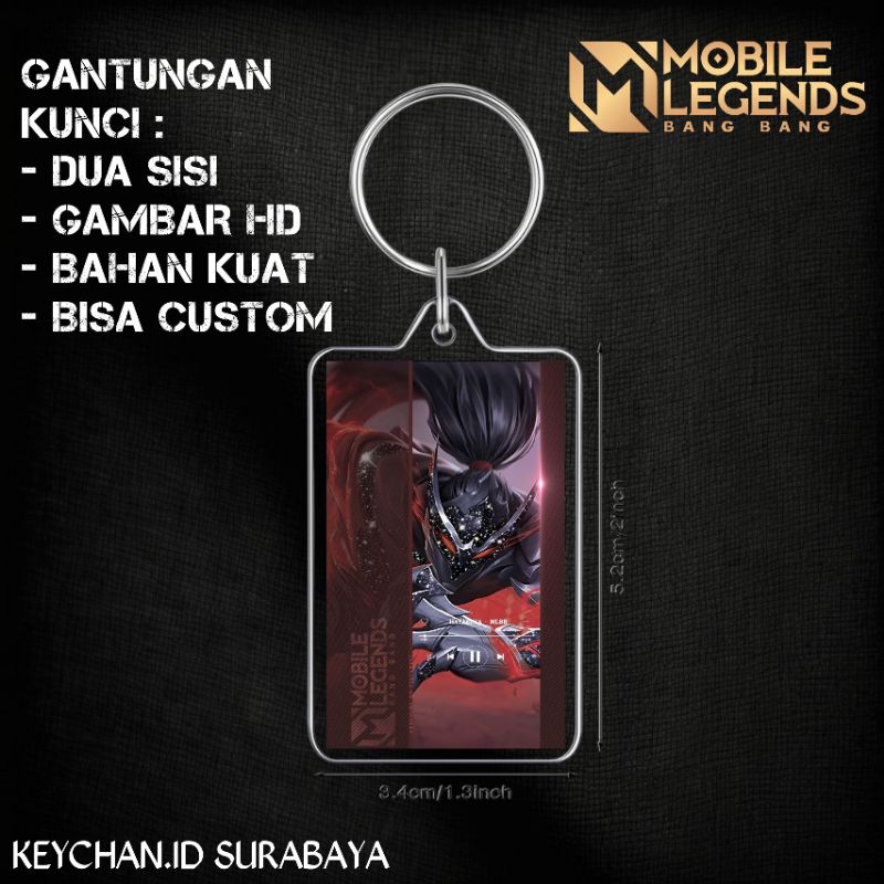 gantungan kunci akrilik dua sisi mobile legends skin epic hayabusa