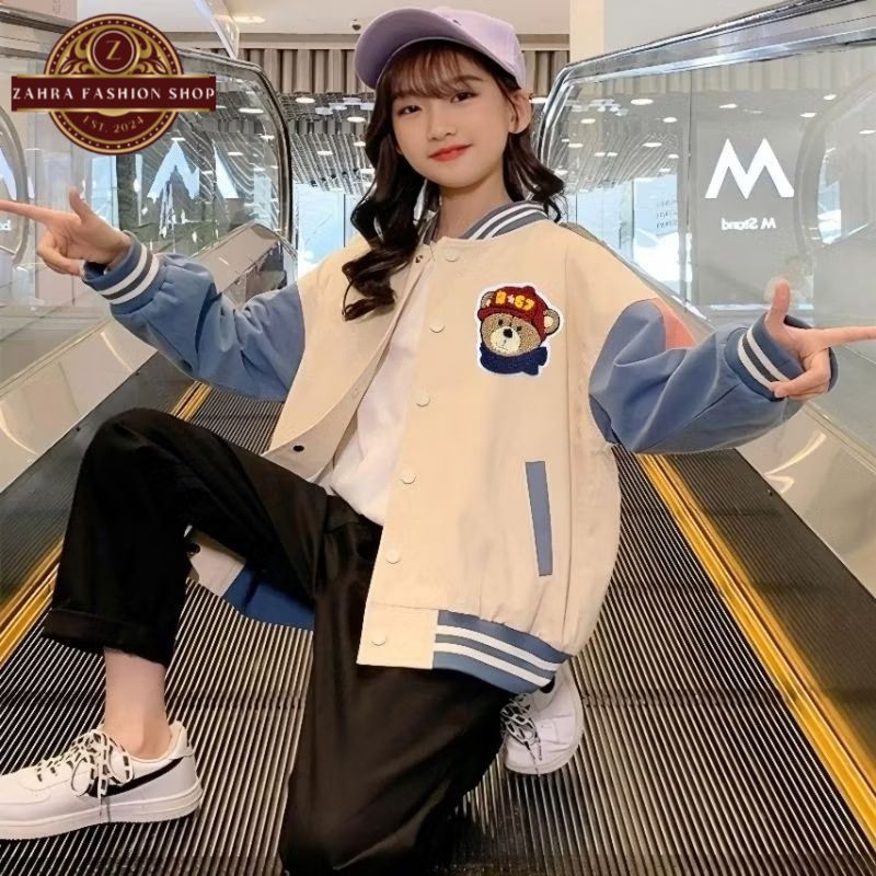 jaket Varsity Anak BEAR 67 (1th - 18Th) Jaket Korean Style Kids Laki Laki Perempuan BERUANG TEDDY CU