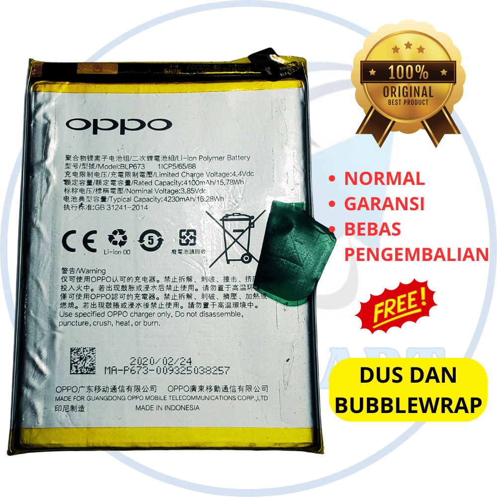 baterai hp OPPO a3s - BLP673 - a5s - A7 - A12 - A12s - A11K-A31-asli original copotan cabutan bawaan