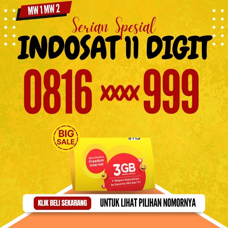 Nomer Cantik Indosat 11 Digit SS31 Serian Belakang Triple 999 11 Digit No Cantik Indosat Im3 Oredoo 