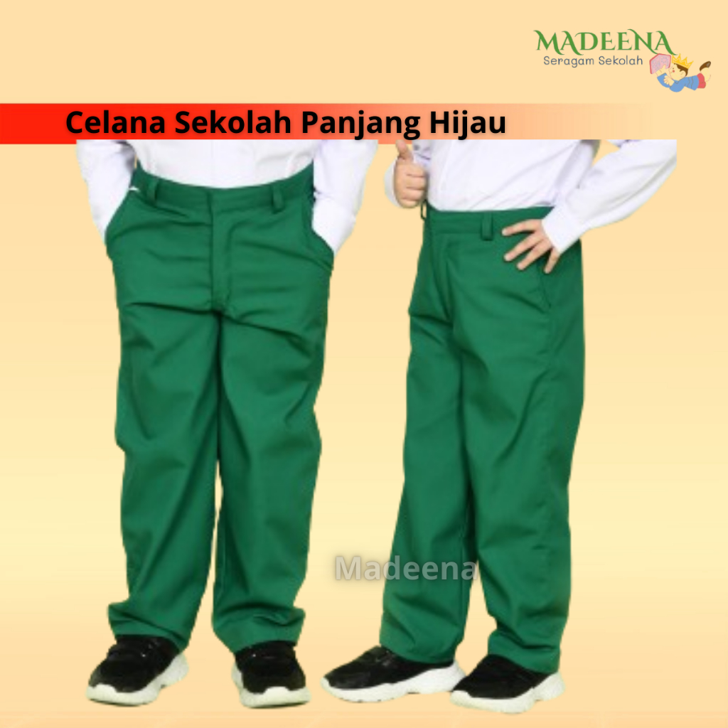 Celana Hijau Putih Seragam Sekolah TK SD Madrasah SMP MTS SMA SMK Laki Perempuan