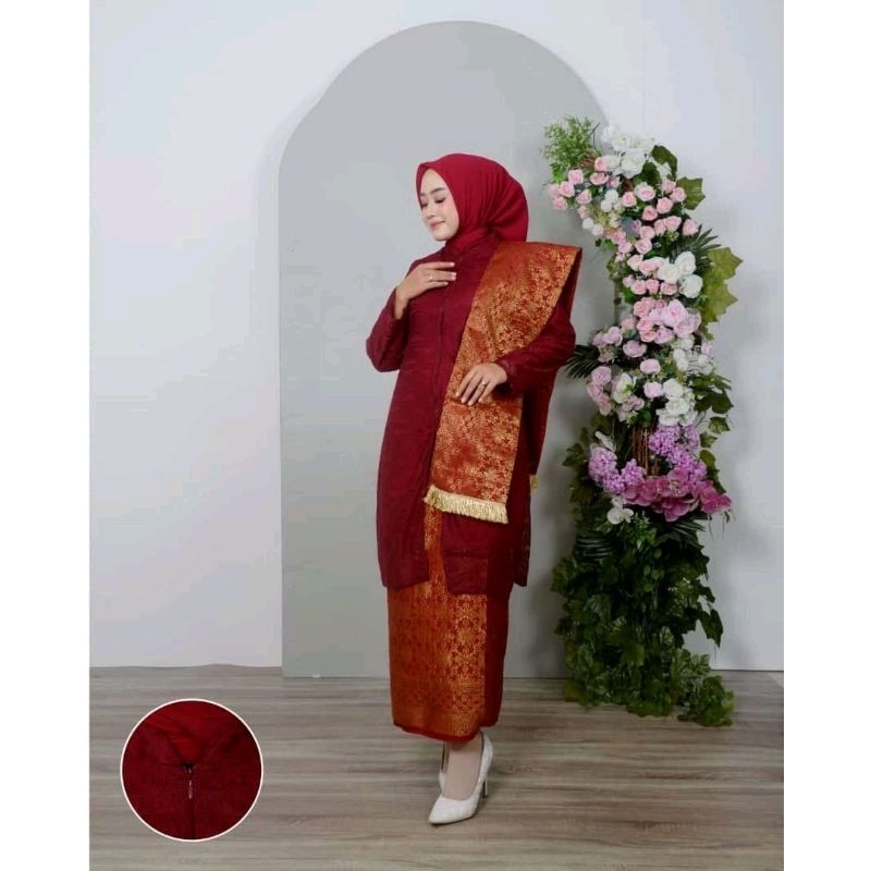 stelan kebaya tunik rok songket harsita/setelan kebaya slendang songket modern/stelan kebaya slendan