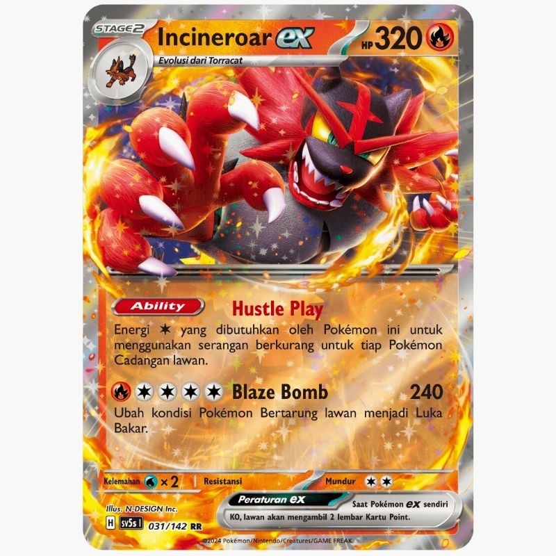 Kartu Pokemon Incineroar RR Pokemon Tcg Indonesia