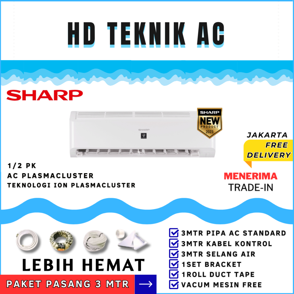 AC SHARP PLASMACLUSTER 1/2 PK AH-AP5BMY (ION PEMBUNUH BAKTERI) PAKET PASANG + ACESORIES LEBIH MURAH
