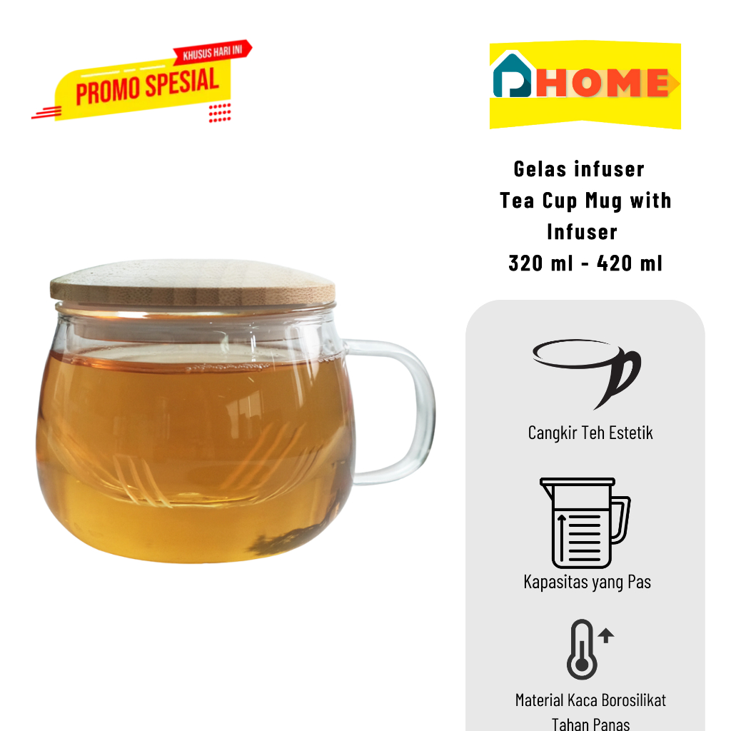 Gelas infuser Cangkir Mug Teh Tea Cup Mug with Infuser 320 ml - 420 ml
