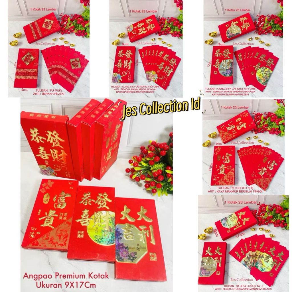 

Angpao Imlek Panjang Isi 23pcs Fu / Gong Xi Fa Cai / Amplop Sincia / Hongbao