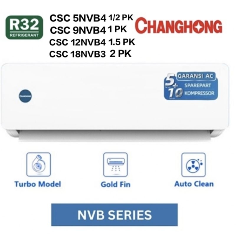 AC Changhong Standart Low Watt Ukuran 1/2 PK, 3/4 Pk, 1 PK Dan 2 PK