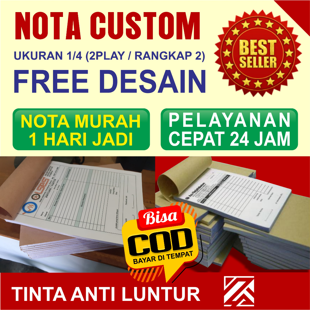 Nota Costum 1/4 2 ply Nota geratis desain murah nota geratis dsain keren lucu ZG Ziana Grafika