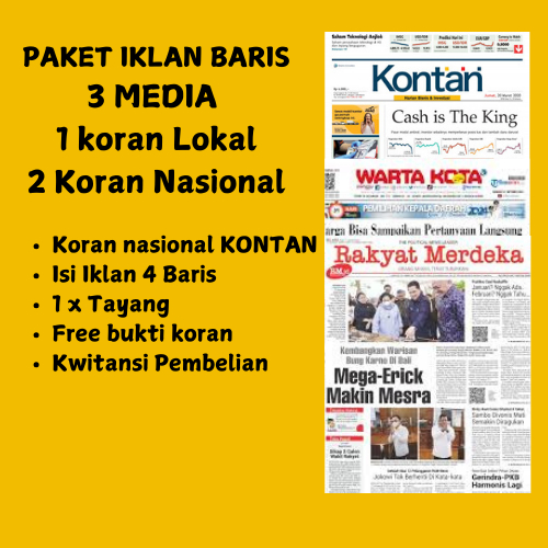 PAKET 3 IKLAN KORAN 2 NASIONAL 1LOKAL KEHILANGAN BPKB