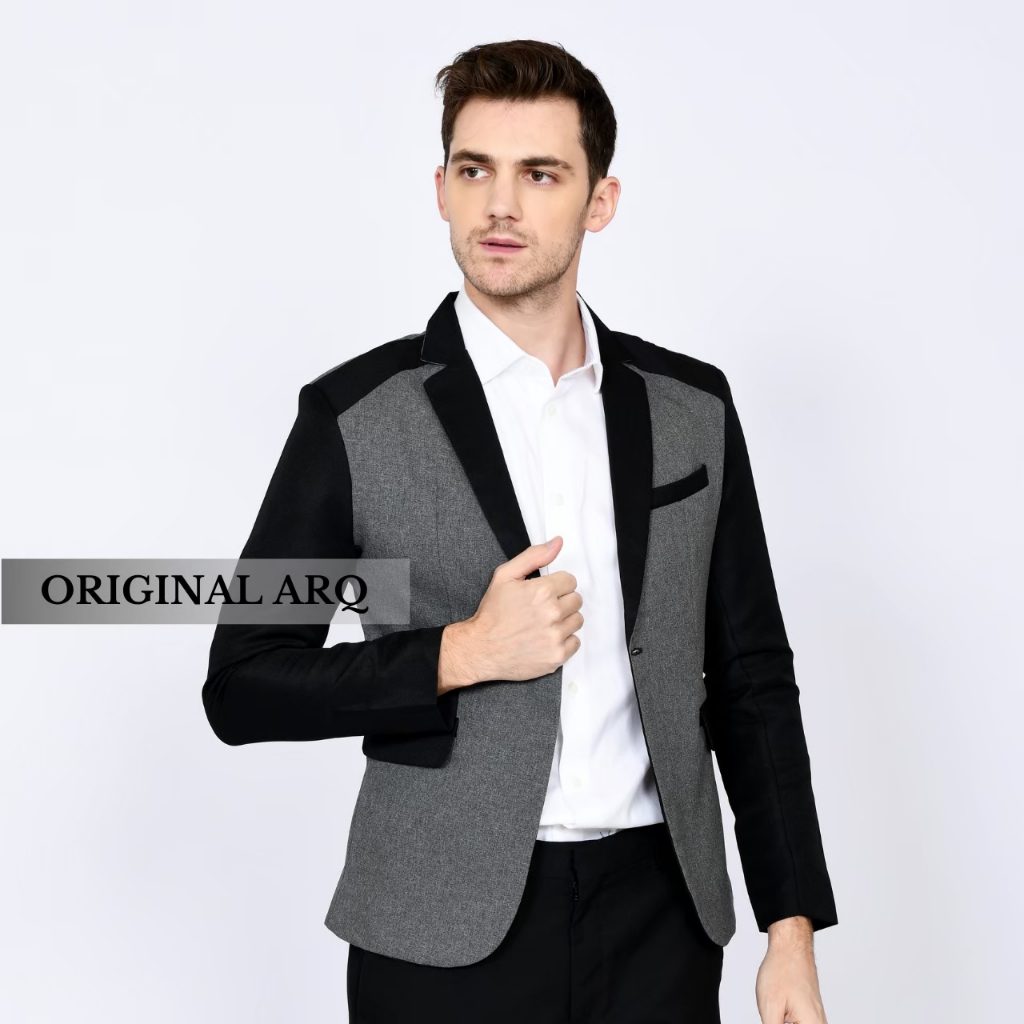 JAS KOMBINASI WARNA ABU JAS PRIA MODERN JAS PRIA SLIMFIT JAS KANTOR COWO JAS  MODEL TERBARU