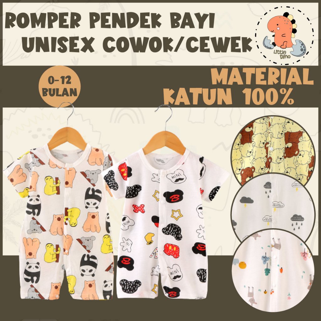 ROMPER BABY / BAJU JUMPER ONESIES NEWBORN / BAYI UNISEX COWOK CEWEK 1 TAHUN KATUN