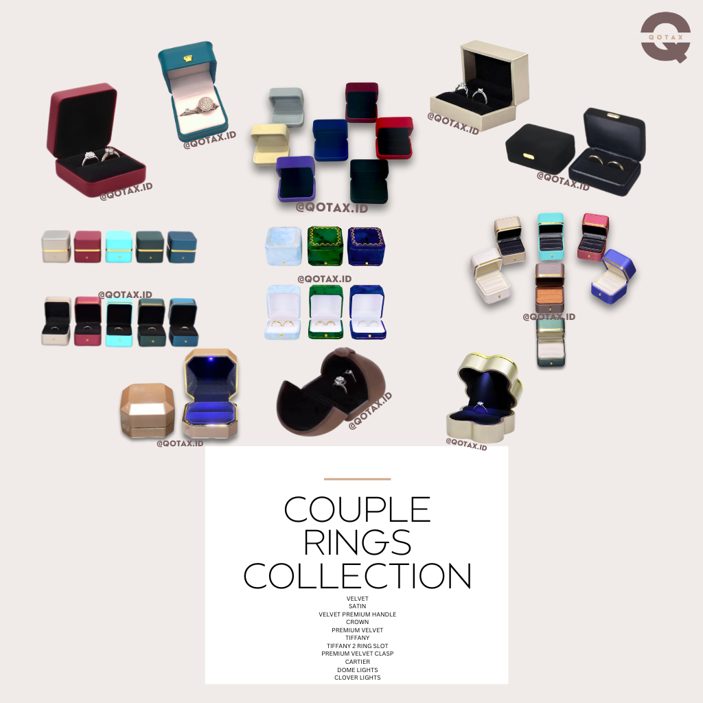 Kotak Perhiasan Mewah Couple / Cincin Akad / Couple Ring / Diamond / Mahar / Seserahan / Cincin Coup