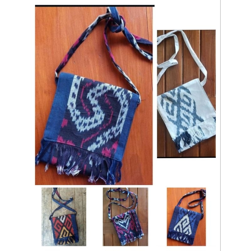 Tas Tenun Lombok Tas Etnik Tas Tali dengan Penutup Motif Toraja Dayak Kalimantan