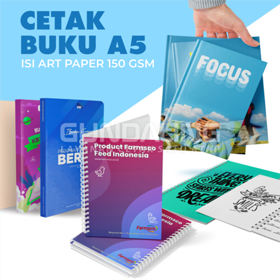 Cetak Buku A5 Hardcover ( Isi Art Paper 150 Gsm 2 Sisi )
