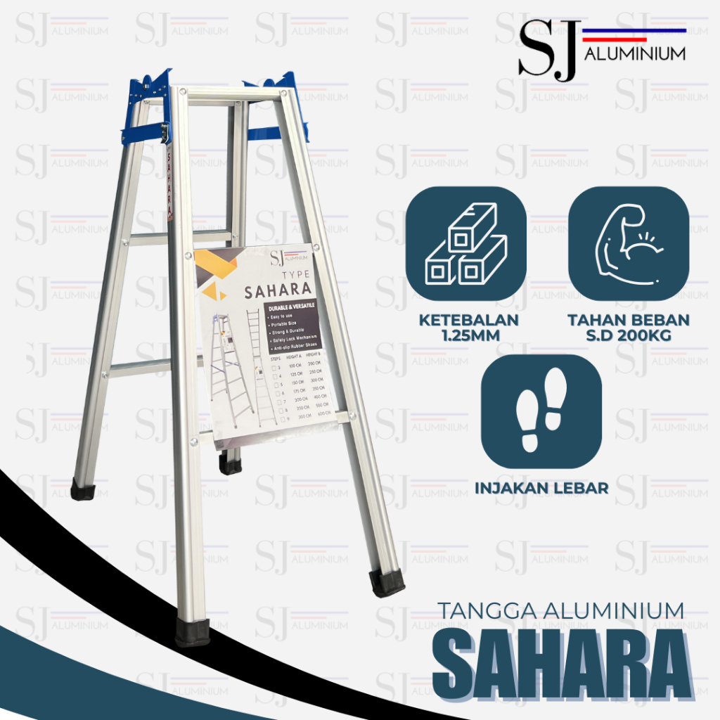TANGGA SAHARA - Tangga Lipat Aluminium - Tangga Aluminium / Aluminium Ladder - JUMBO Biru 1 M / 1 Me