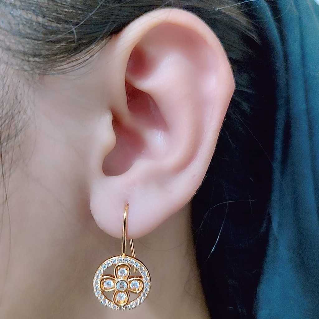 Anting kait anting bunga permata anti karat-bestjewelry