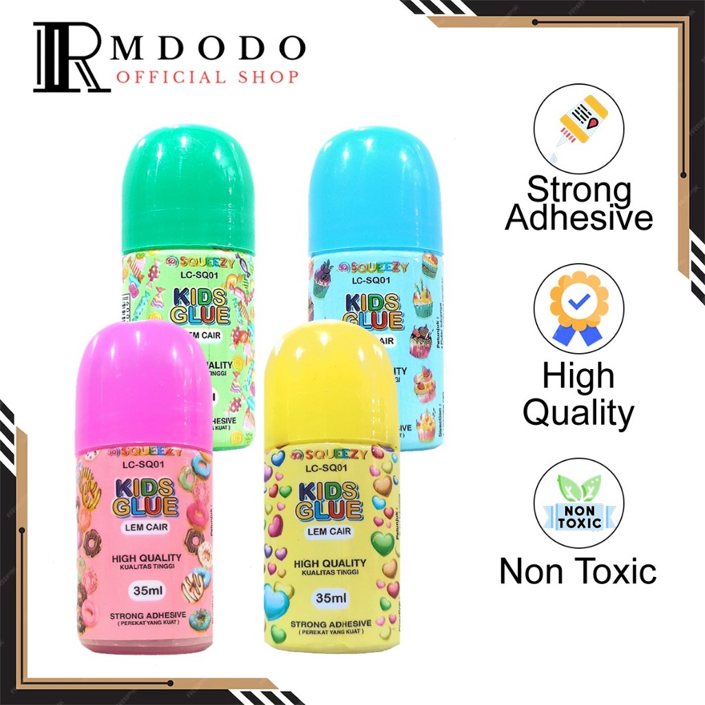

Rmdodo - Lem Cair Kids Glue 35ml [1 Pcs] Non Toxic / Liquid Water Glue Bening Prakarya LC-SQ01