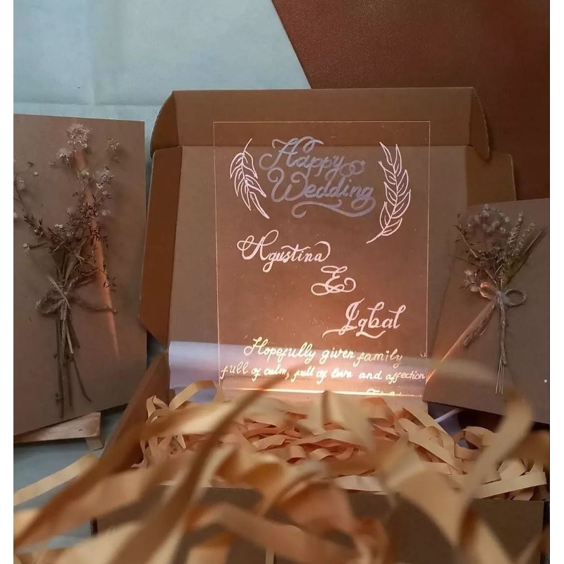 hand lettering akrilik LED bebas custom free card ucapan special gift