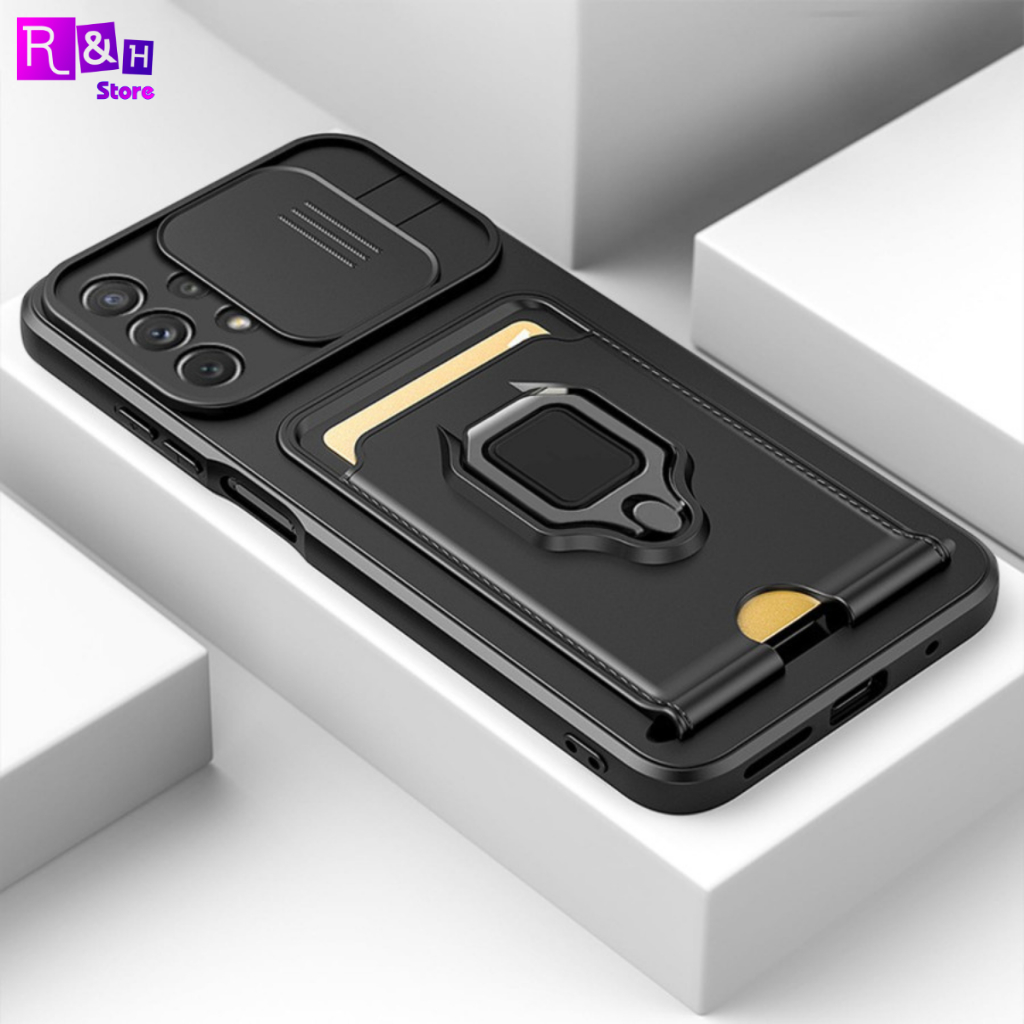 Case Samsung Galaxy A32 A52 A52s 5G A72 Slide Camera with Card Slot Ring Standing