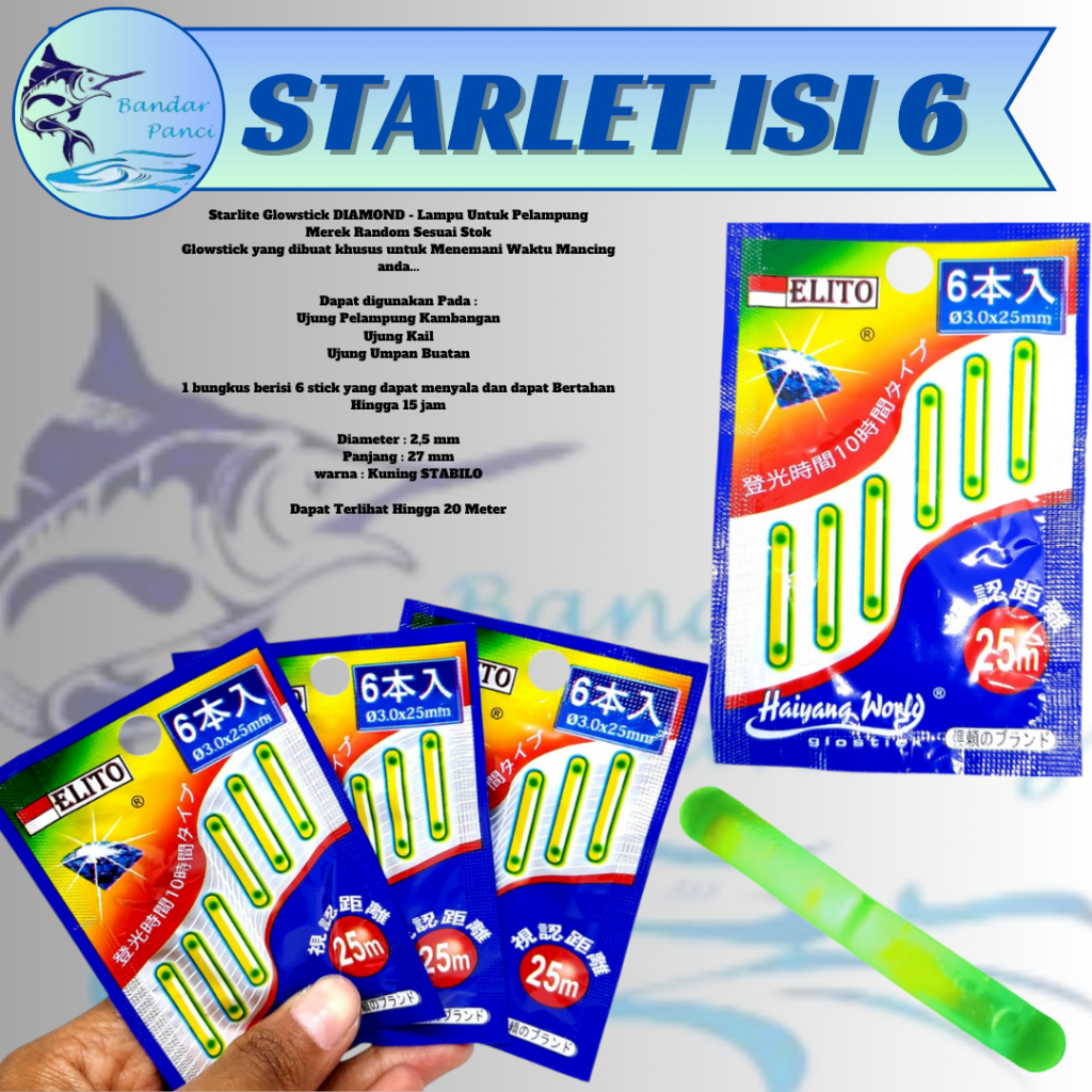 Aksesoris Pancing Starlet Isi 6Tahan Lama Dan Terang