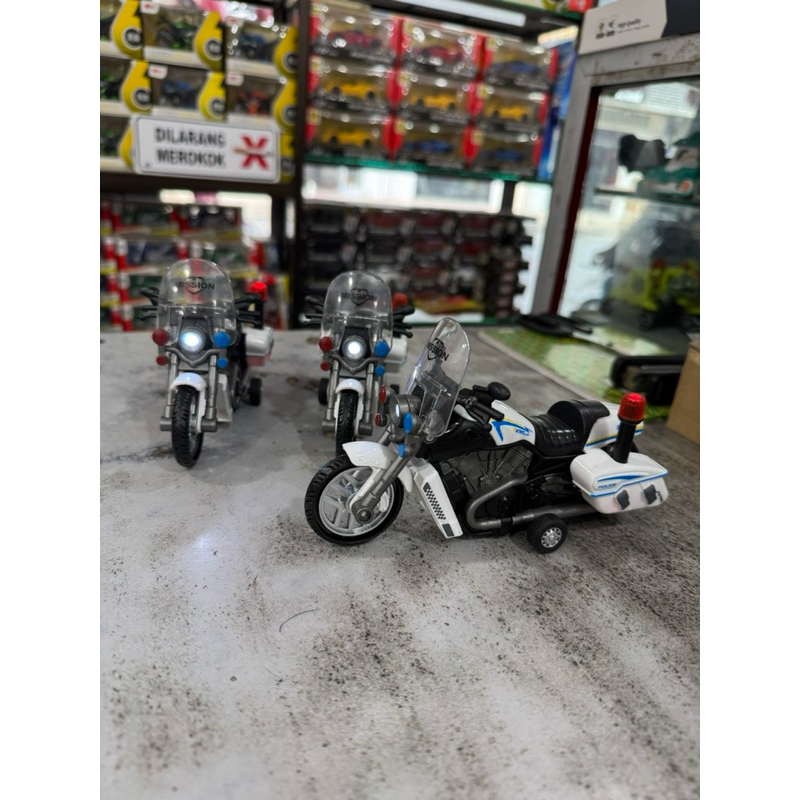 Diecast Motor polisi lalulintas keren Lampu dan suara - Miniatur motor polisi -motor polantas - moto