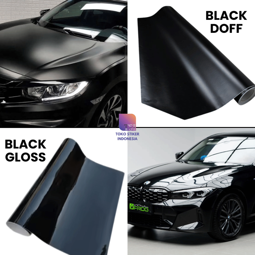 Sii Sticker Skotlet Hitam Doff Glossy Motor Mobil Polos Warna Piano Black Metalik Matte Mengkilap