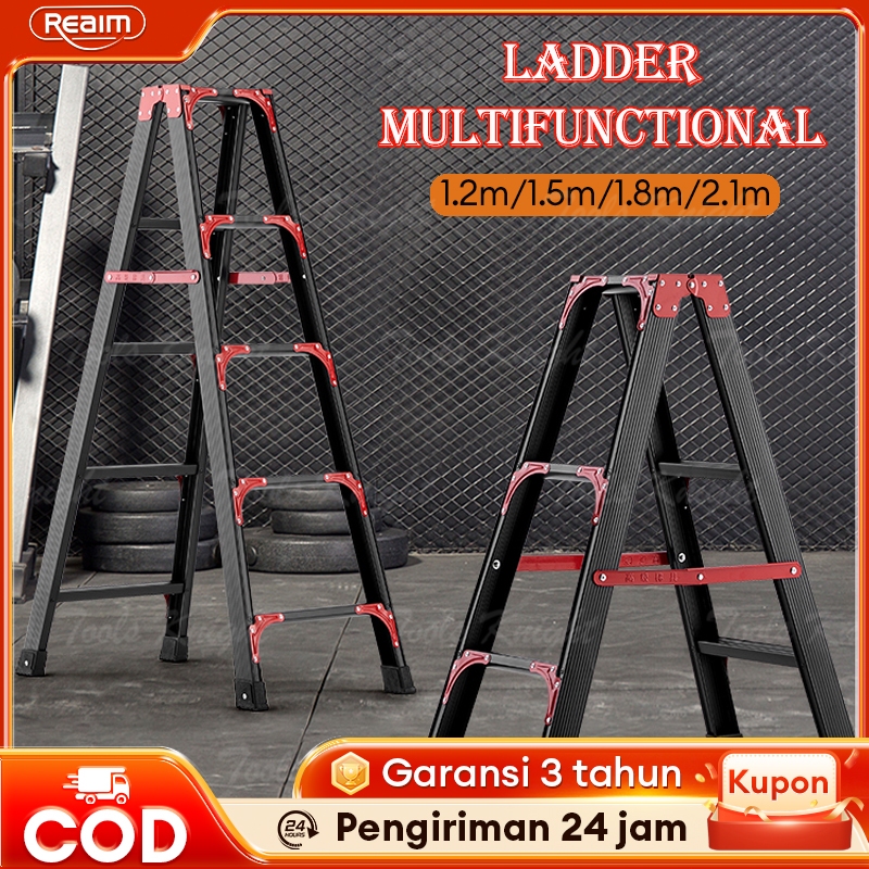 Rayyanstore6 Tangga Lipat Kuat Engsel Jumbo Ukuran1,2/1,5/1,8/2,1Meter Bahan Baja/Kokoh Tebal Kuat