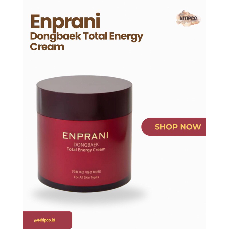 Enprani Dongbaek Total Energy Cream. krim pencerah wajah yang cocok untuk semua jenis kulit, mencega