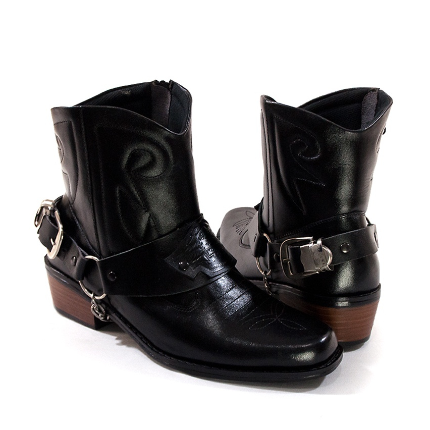 Sepatu koboy harley davidson boot Kulit asli klasik pria biker touring