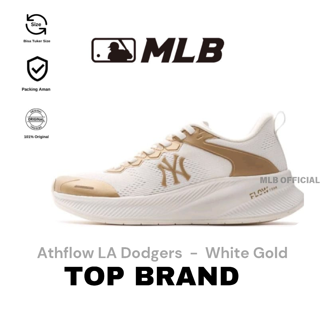 MLB Athflow NY Yankees Sneakers Shoes White Gold Original 100%