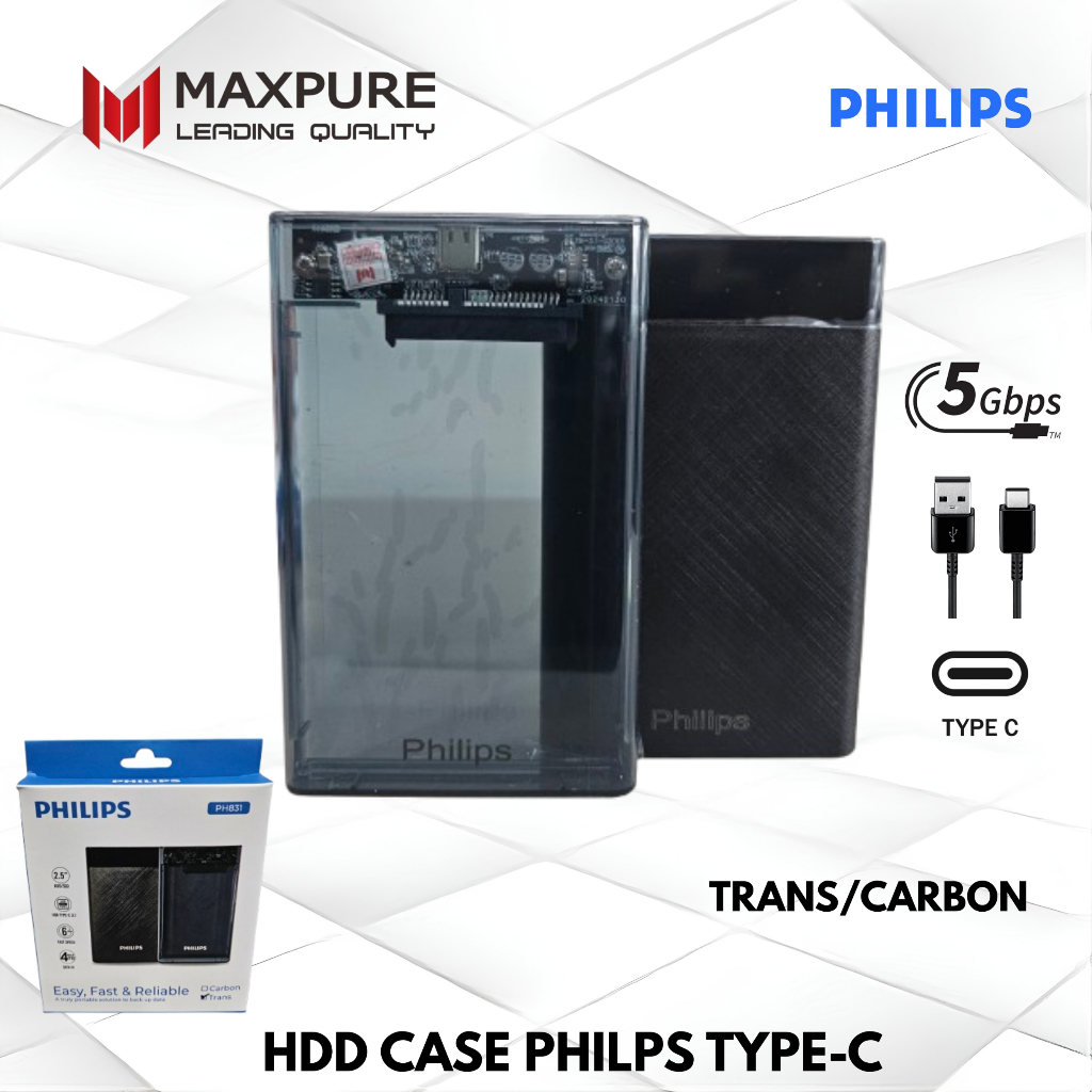 harddisk casing 3.1 philips transparan usb type-c / harddisk casing 3.1 philips carbon usb 3.1 type-