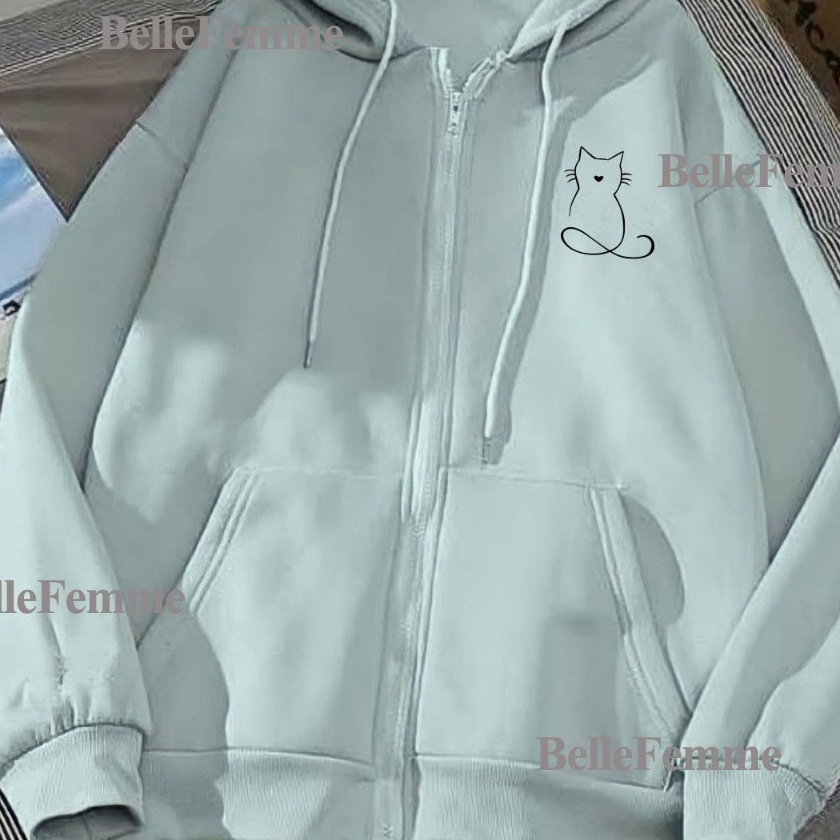 Tawaran Hoodie Zipper Sweater garis kucing Resleting pria wanita Size L XL XXL 3XL 4XL size zipper w