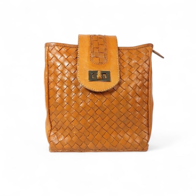 Tas Kulit Asli Model Sling Bag WB Mini Anyam