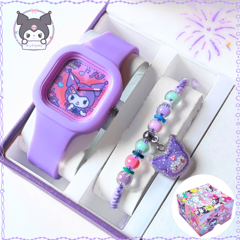 NEW GIFT SETjam tangan anak anak Perempuan & Jam Tangan Kasual Korea Gelang Jam Tangan Fashion