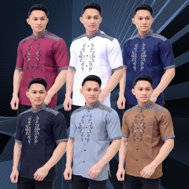 Koko Batik Kombinasi Koko Bordir Lengan Pendek Kualitas Premium Lokal pride