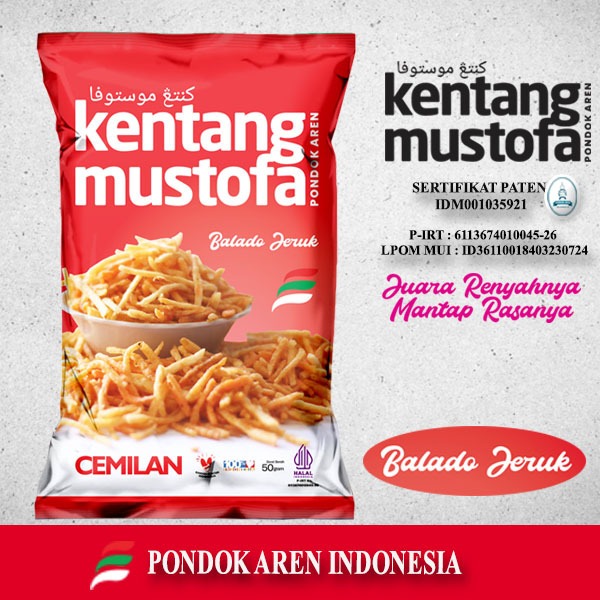 

Kentang mustofa pondok aren cemilan rasa balado jeruk gurih dan lezat kemasan 50gram