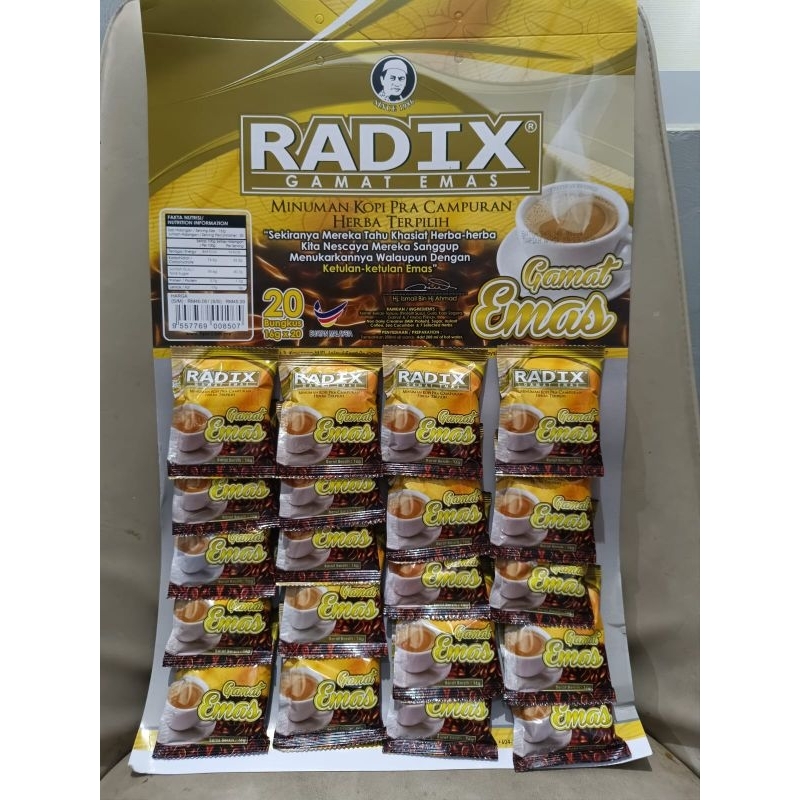 

Kopi Radix Gamat Emas | 1 papan isi 20 sachets