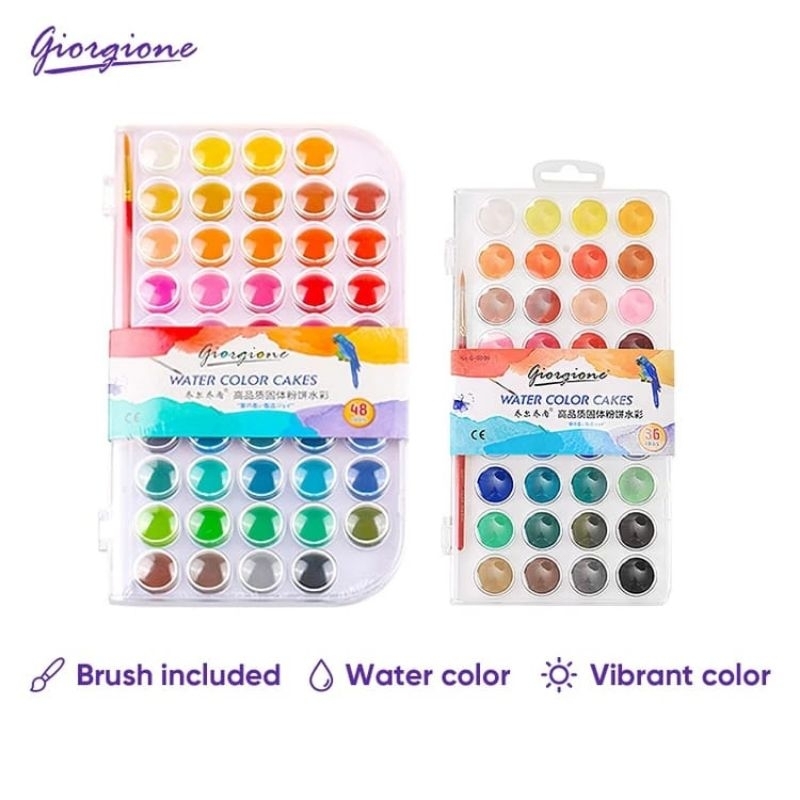 

Giorgione Solid Watercolor Cakes Cat air 12/24/36/48 Warna