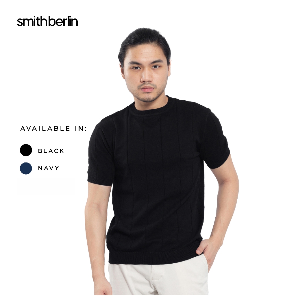 Smith Berlin Kaos Pria Lengan Pendek Rajut Premium Ken Knit Modern Fit Tekstur Motif Polos