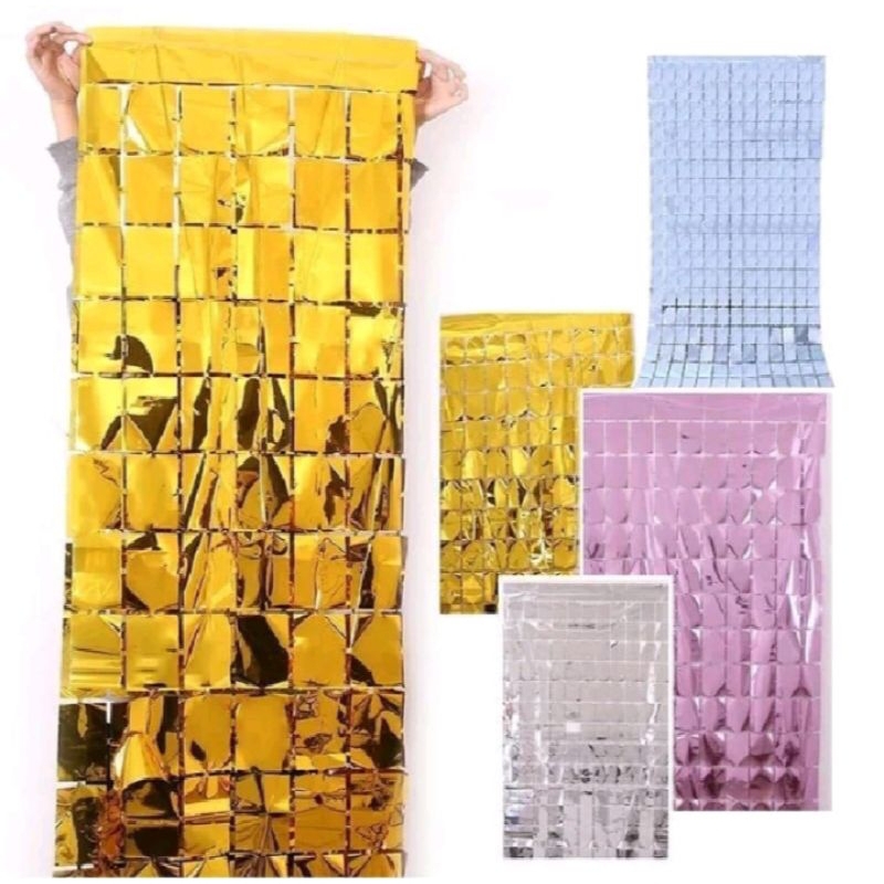 Tirai Kotak Ulang Tahun Tirai Foil Kotak Ulang Tahun Tirai Foil Kotak Metalik Dekorasi Unik Untuk Ha