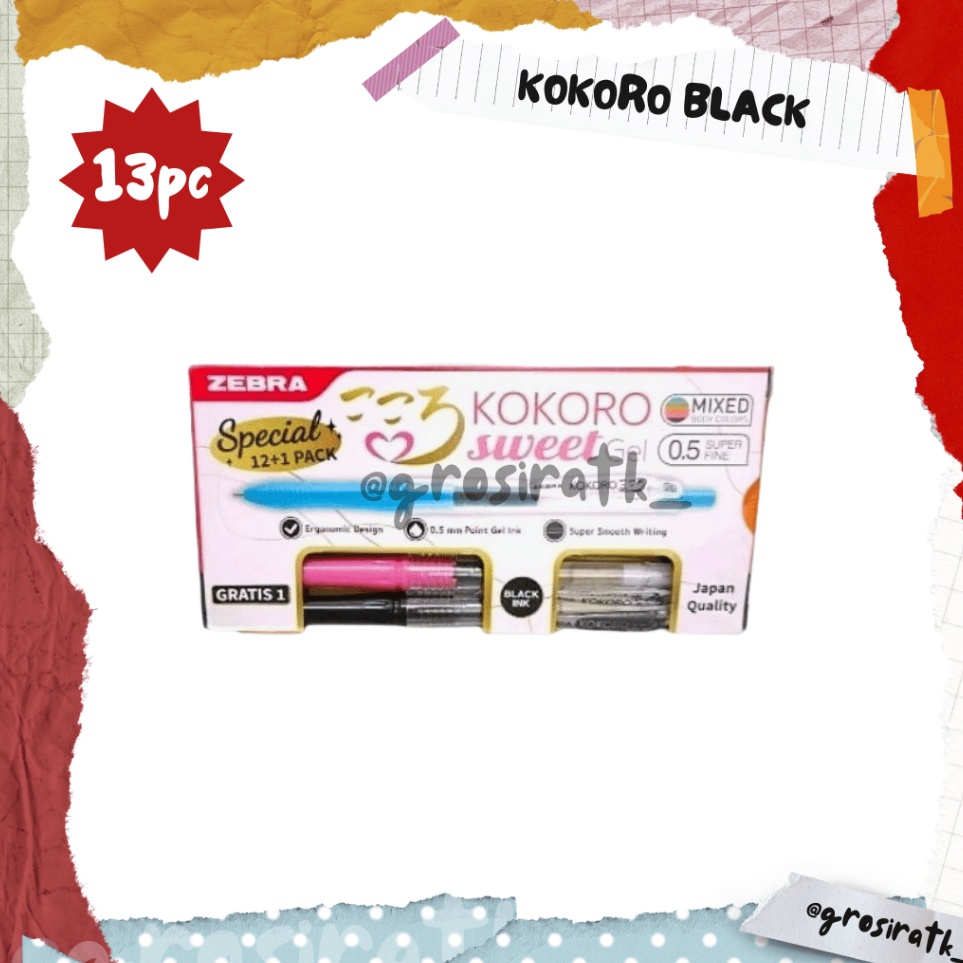 

KODE D64C Zebra Pulpen Kokoro Black 13 Pcs Kokoro Sweet 1 Lusin tinta hitam