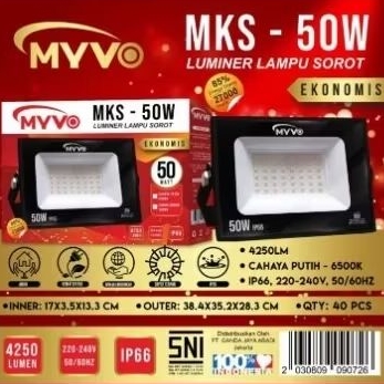 Myvo Lampu Sorot Floodlight 50WATT Cahaya Putih dan Kuning