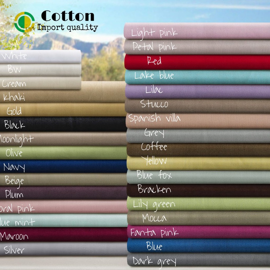Bahan Kain Katun Jepang Polos Meteran Kain Sprei Kain el