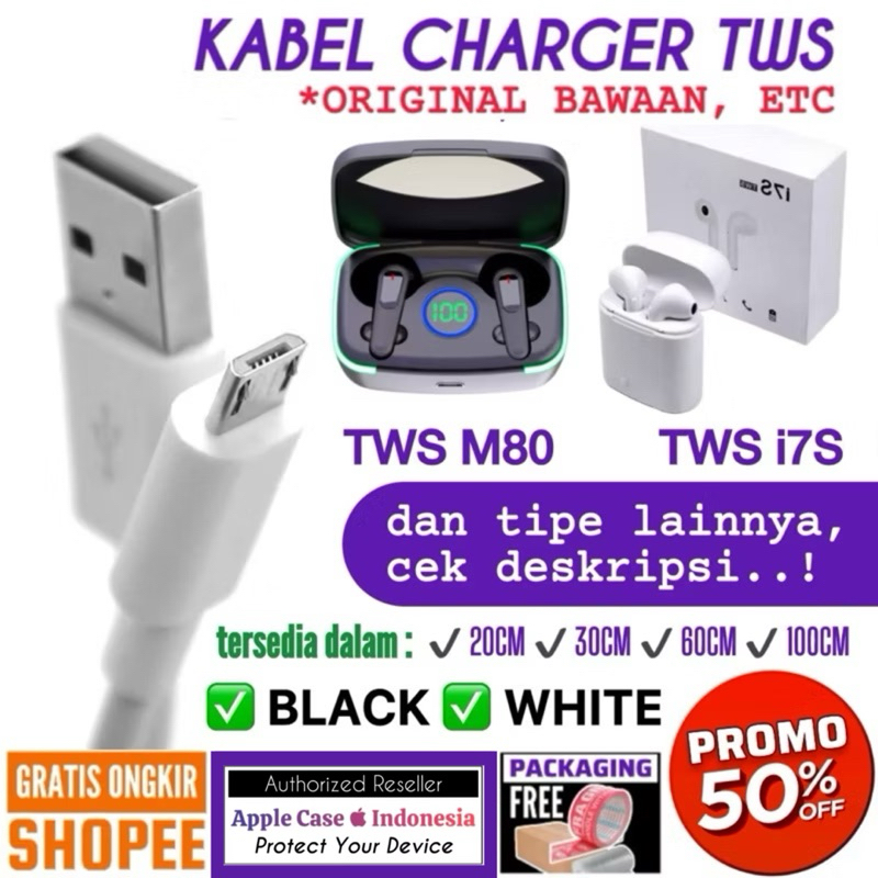 [COD] ORIGINAL! Kabel Charger TWS / Pods i7 i7S i8S i10 Max Pro60 M10 M80 MiPods A7S E7S Cade CA-ET0