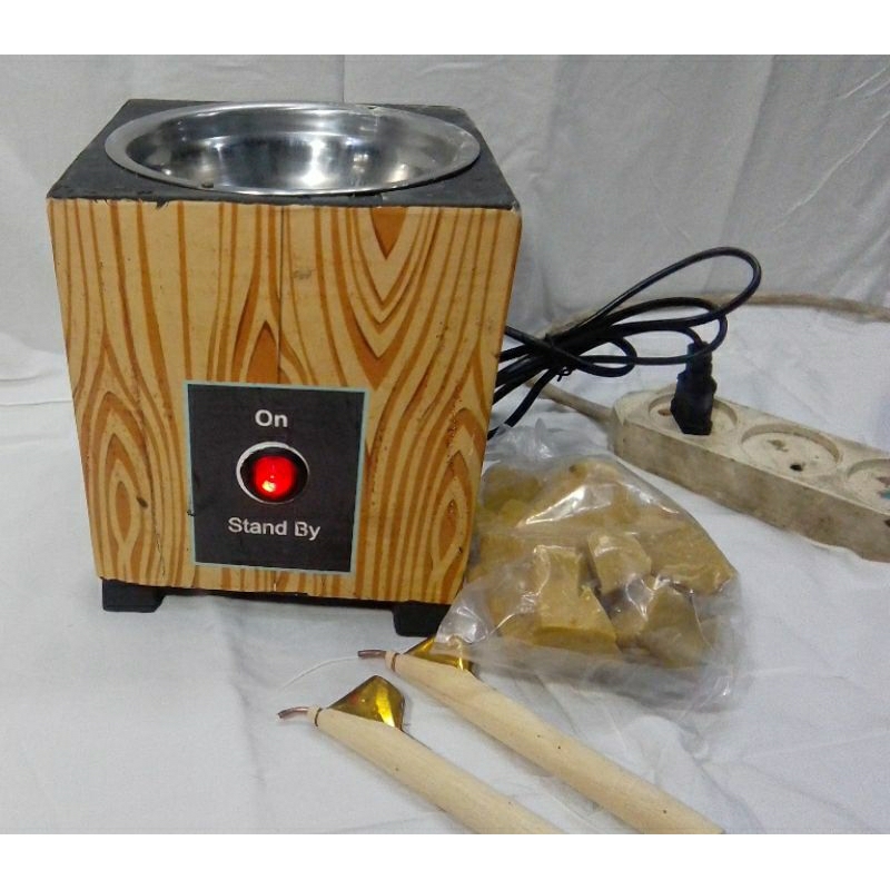 PAKET Kompor listrik Batik Kayu 50W  + Malam + 2 canting dan pemanas malam dapat dipisahkan