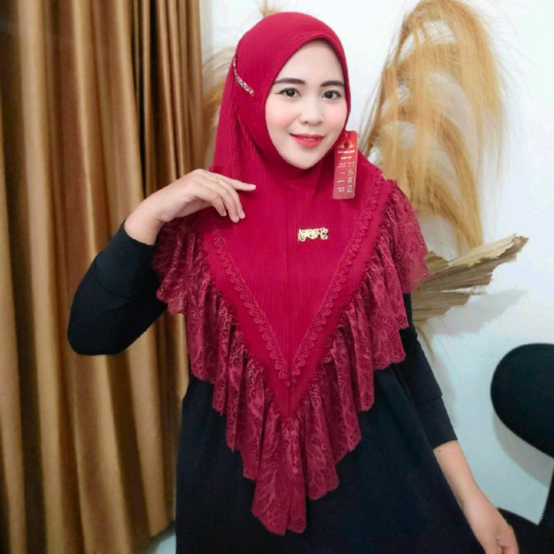 jilbab fo instan bergo Alisha renda