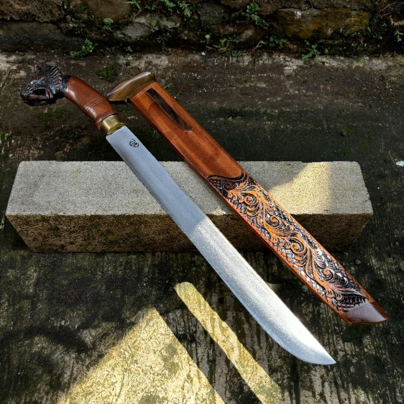 Terbaru Pisau Motif Handle Macan Multifungsi - Pisau Pamoroan Macan Ukir (PamoroanUkirMacanRasamalaD